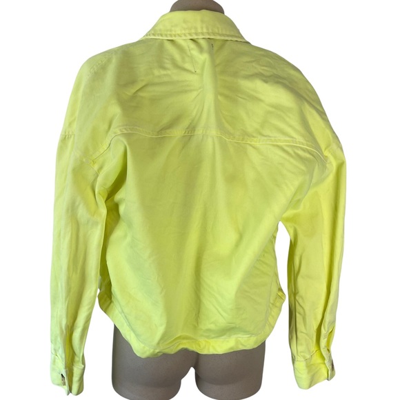 ZARA Women's Oversized Neon Yellow Full Button Front Jean Denim Jacket Size XS - Picture 5 of 13